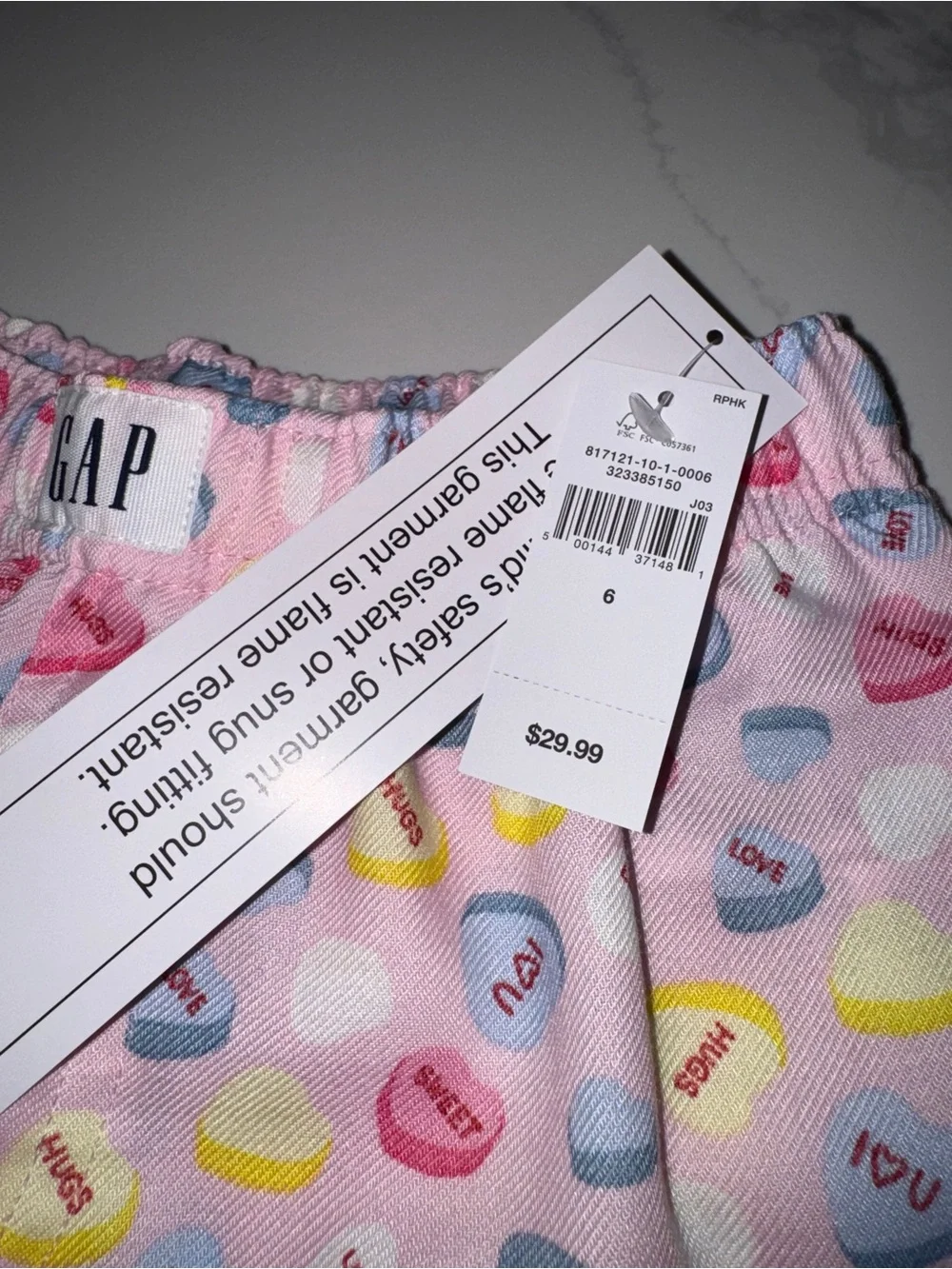 GAP Kids Candy Hearts Pajama Pants Girls’ Size 6 NEW